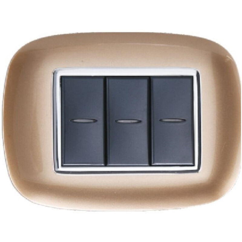 foto del prodotto trade shop traesio placca oval 3 4 6 moduli colore oro compatibile con bticino axolute 3 fori 