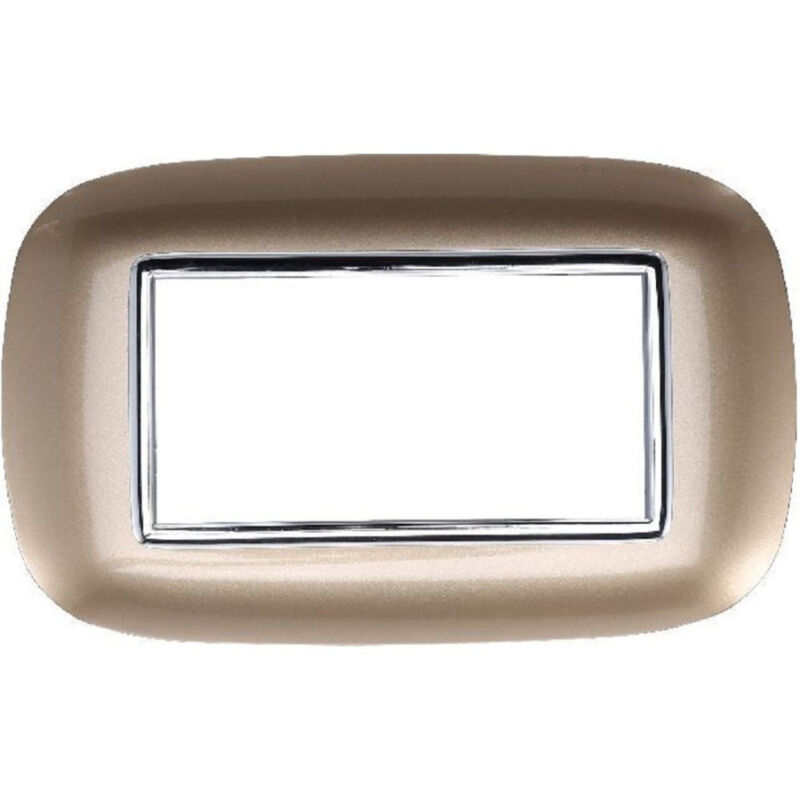 foto del prodotto trade shop traesio placca oval 3 4 6 moduli colore oro compatibile con bticino axolute 4 fori 
