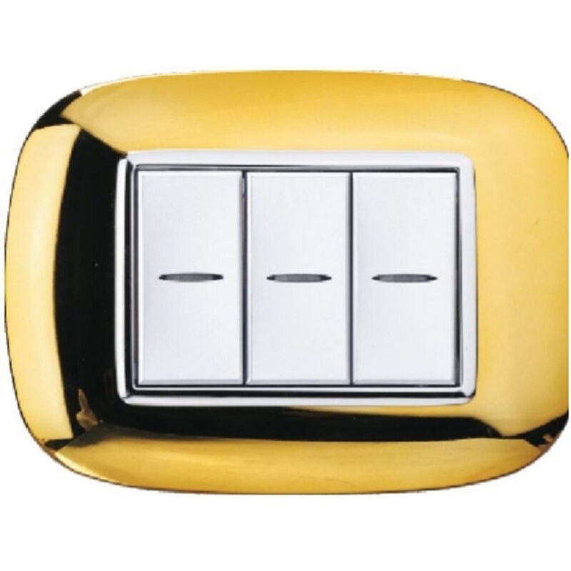 foto del prodotto trade shop traesio placca oval 3 4 6 moduli colore oro lucido compatibile bticino axolute 3 fori 