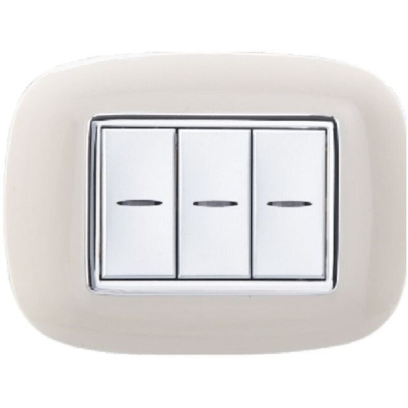 foto del prodotto trade shop traesio placca oval 3 4 6 moduli colore sabbia compatibile con bticino axolute 3 fori 
