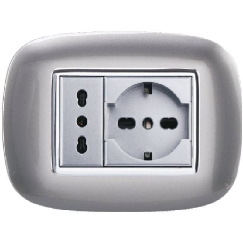 foto del prodotto trade shop traesio placca oval 3 4 6 moduli colore silver compatibile con bticino axolute 3 fori 