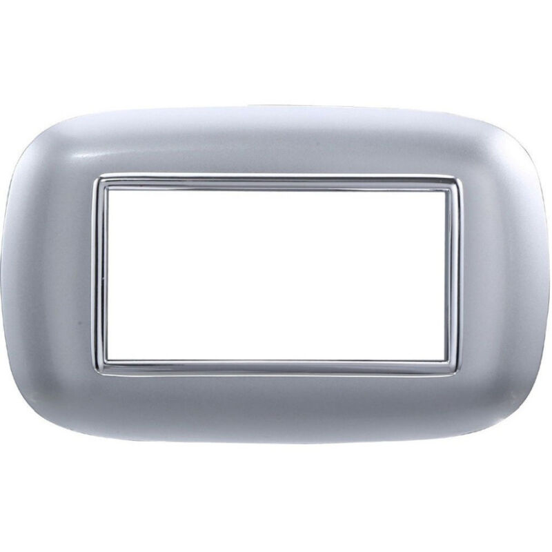 foto del prodotto trade shop traesio placca oval 3 4 6 moduli colore silver compatibile con bticino axolute 4 fori 