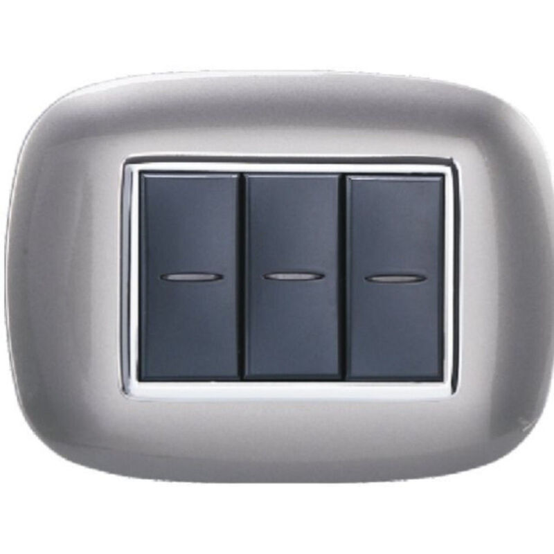 foto del prodotto trade shop traesio placca oval 3 4 6 moduli colore titanio compatibile bticino axolute 3 fori 