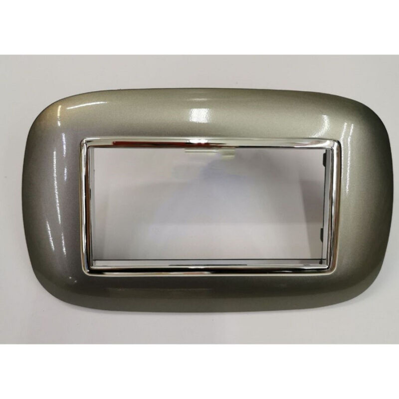 foto del prodotto trade shop traesio placca oval 3 4 6 moduli colore titanio compatibile bticino axolute 4 fori 