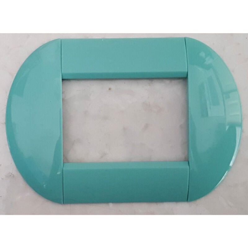 foto del prodotto trade shop traesio placca placche placchette compatibili living international light bombate bticino azzurro polvere 3 fori 