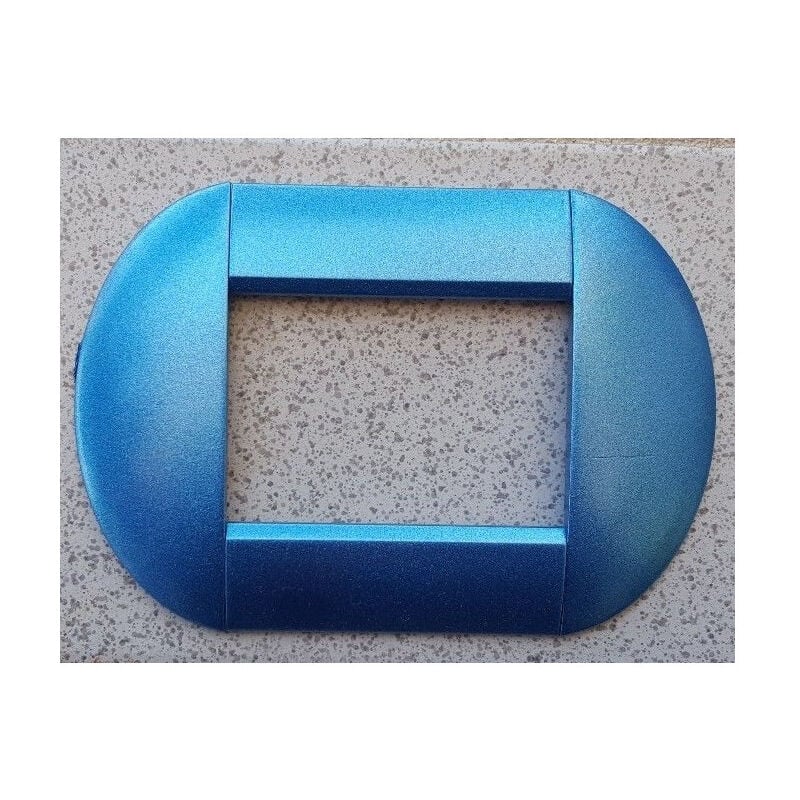 foto del prodotto trade shop traesio placca placche placchette compatibili living international light bombate bticino blu cielo metallizzato 3 fori 