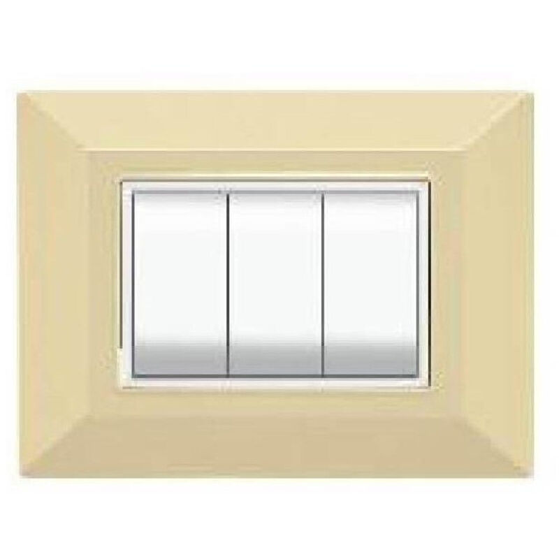 foto del prodotto trade shop traesio placca placchetta placchette compatibili per serie axolute bticino colorate sq avorio 3 fori 