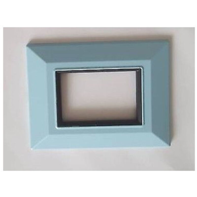 foto del prodotto trade shop traesio - placca placchetta placchette compatibili per serie axolute bticino colorate sq - azzurro -3 fori -