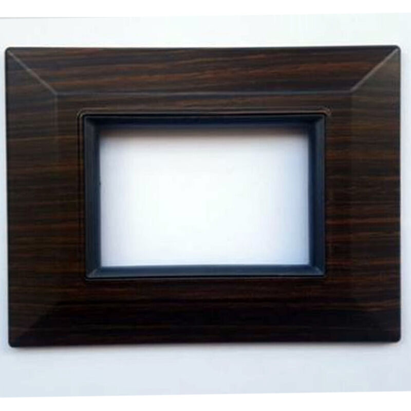 foto del prodotto trade shop traesio - placca placchetta placchette compatibili per serie axolute bticino colorate sq - legno scuro -7 fori -