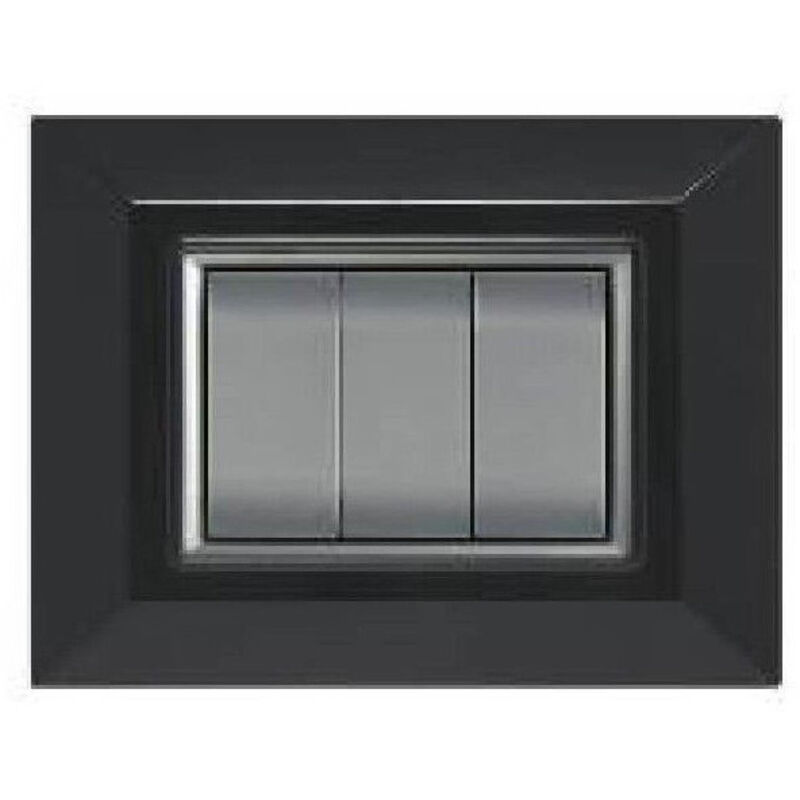 foto del prodotto trade shop traesio placca placchetta placchette compatibili per serie axolute bticino colorate sq nero 3 fori 