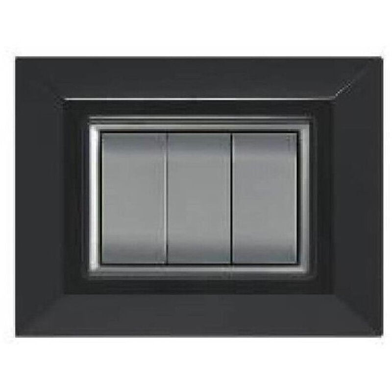 foto del prodotto trade shop traesio placca placchetta placchette compatibili per serie axolute bticino colorate sq nero 7 fori 