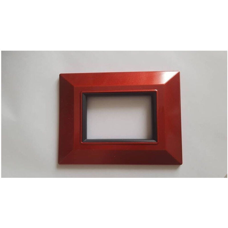 foto del prodotto trade shop traesio - placca placchetta placchette compatibili per serie axolute bticino colorate sq - rosso metallizzato -7 fori -