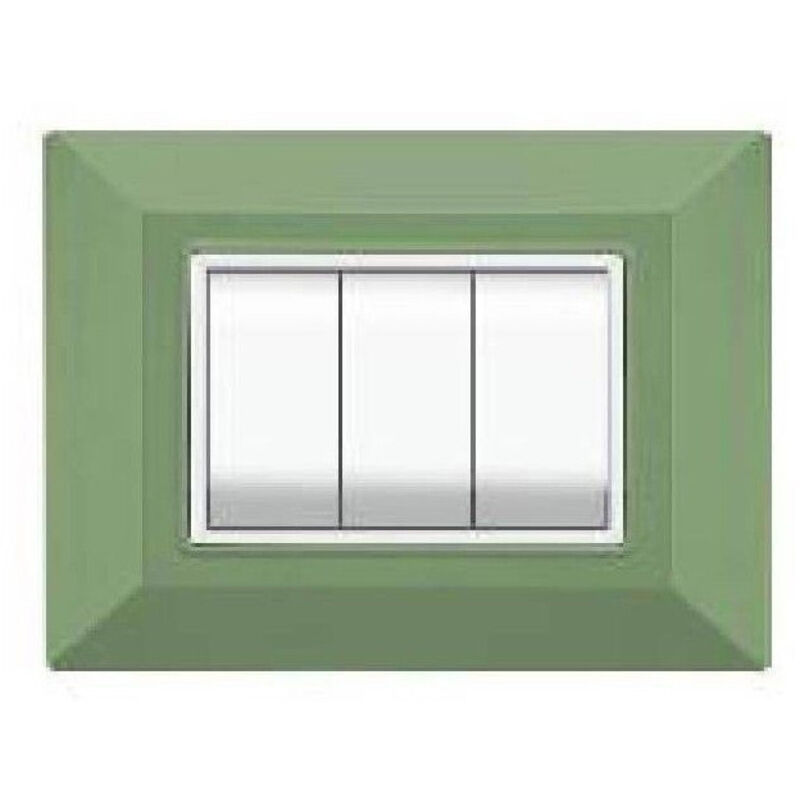 foto del prodotto trade shop traesio placca placchetta placchette compatibili per serie axolute bticino colorate sq verde metallizzato 4 fori 