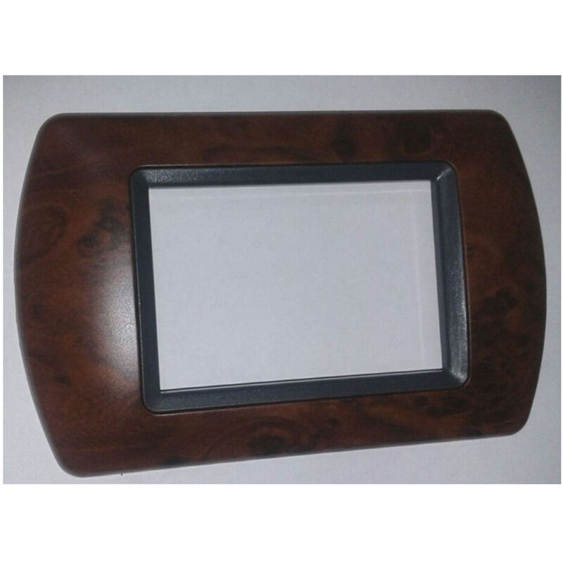 foto del prodotto trade shop traesio placchette placche in abs compatibili per master modo colorra placca copriprese radica di noce 4 fori 