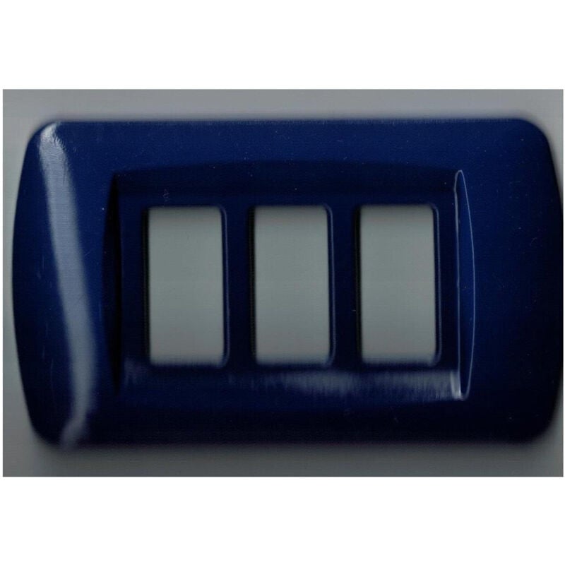 foto del prodotto trade shop traesio - placchette placche in abs serie magic bticino compatibili placca copriprese fori - blu elettrico -2 fori -