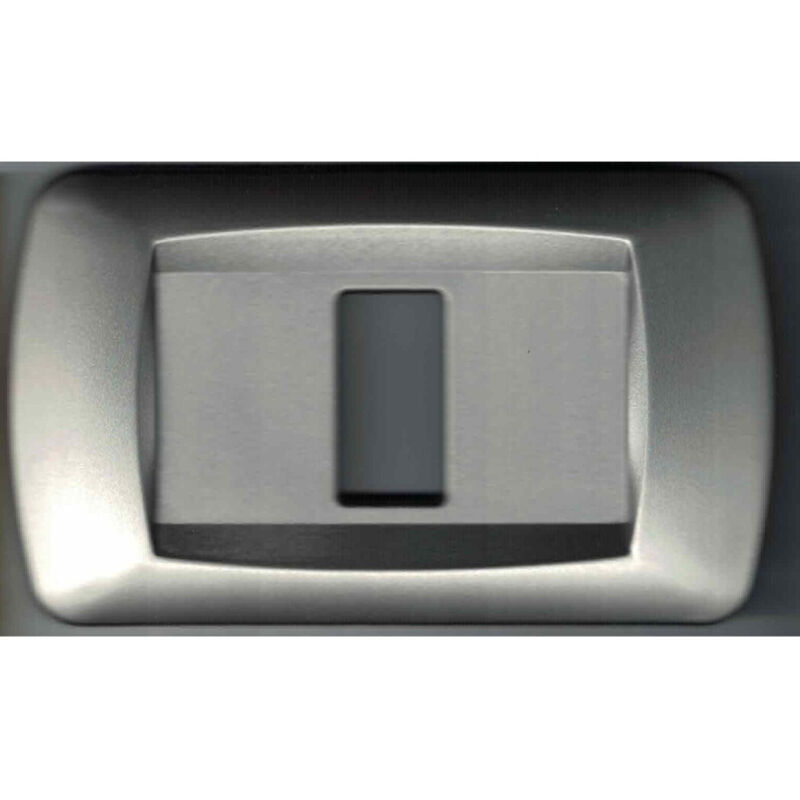 foto del prodotto trade shop traesio - placchette placche in abs serie magic bticino compatibili placca copriprese fori - cromo satinato -1 foro -