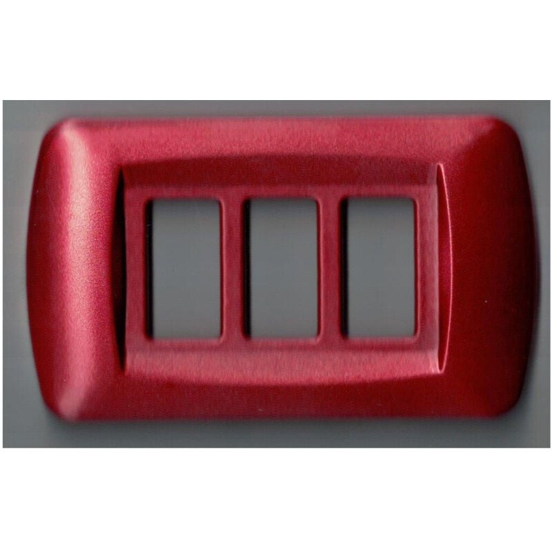 foto del prodotto trade shop traesio placchette placche in abs serie magic bticino compatibili placca copriprese fori rosso metallizzato 4 fori 