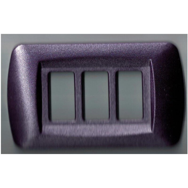 foto del prodotto trade shop traesio placchette placche in abs serie magic bticino compatibili placca copriprese fori viola metallizzato 2 fori 