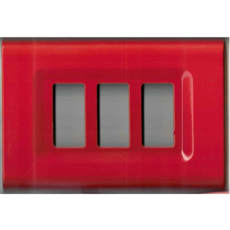 foto del prodotto trade shop traesio placchette placche in abs serie magic elite bticino compatibili color copriprese rosso 5 fori 