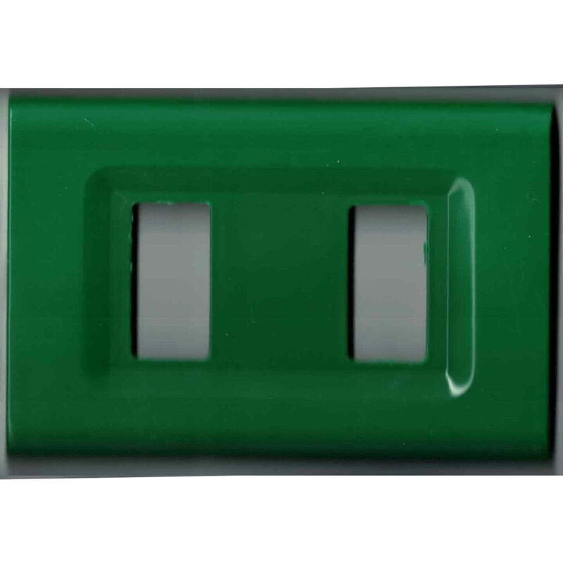foto del prodotto trade shop traesio placchette placche in abs serie magic elite bticino compatibili color copriprese verde 2 fori 