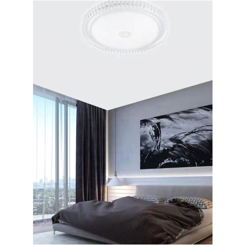 foto del prodotto trade shop traesio plafoniera a soffitto 45w design cristallo rigato luce fredda naturale fst 40a25114 bianco freddo 