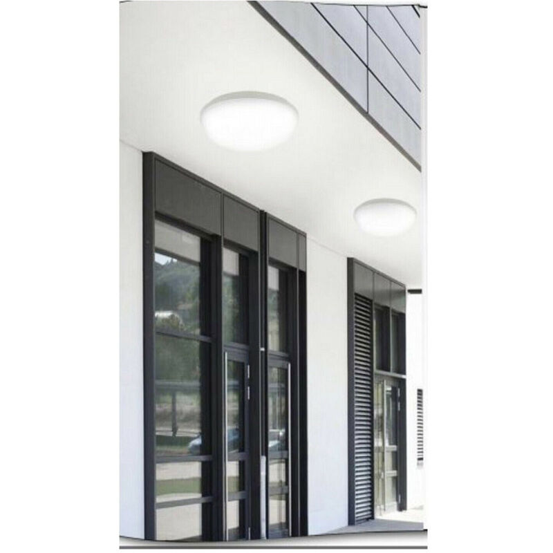 foto del prodotto trade shop traesio - plafoniera a soffitto da giardino a led 24w luce fredda calda naturale ip65 es52 - -bianco freddo -