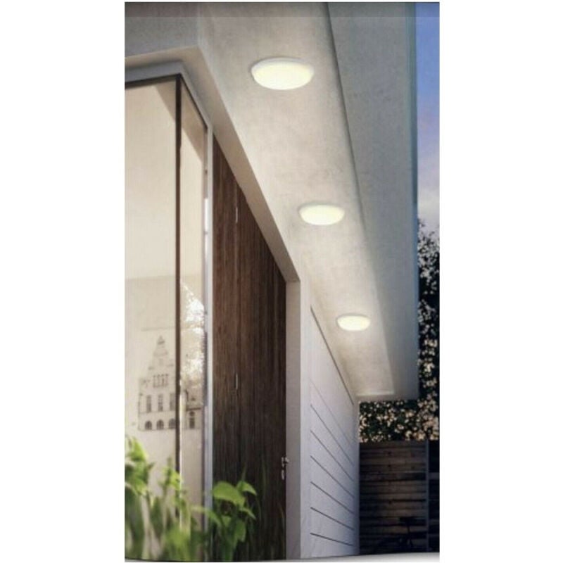 foto del prodotto trade shop traesio plafoniera a soffitto da giardino a led 24w luce fredda calda naturale ip65 es52 bianco naturale 