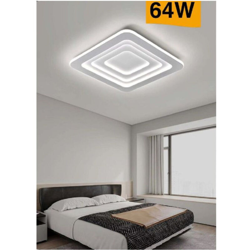 foto del prodotto trade shop traesio plafoniera c46 effetto quadrati moderna led 64w lampada soffitto luce 3000k 6500k 