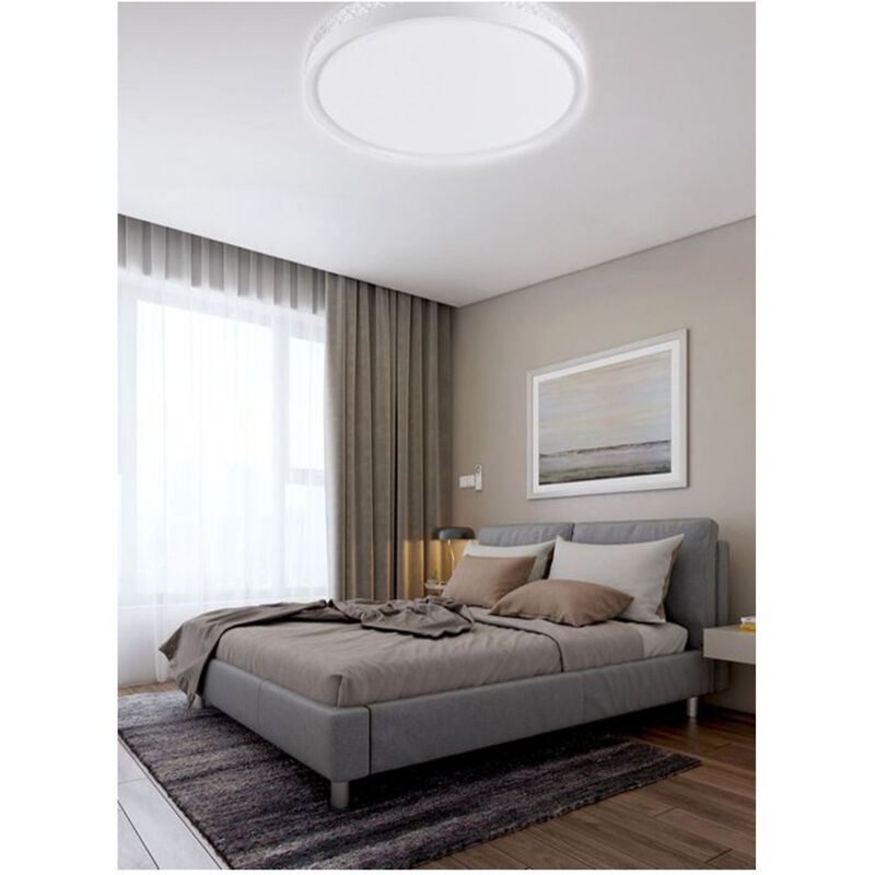 foto del prodotto trade shop traesio plafoniera da soffitto 45w tondo con striscia luce fredda fst 40a84257 interno 40cm 