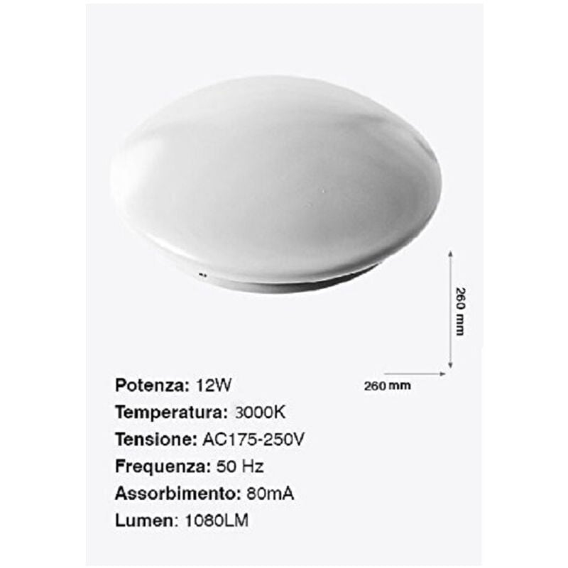 foto del prodotto trade shop traesio plafoniera da soffitto faretto led 12w tondo pannello luce 1080lm 26cm design moderno 