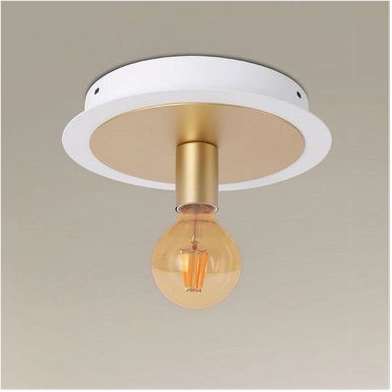 foto del prodotto trade shop traesio plafoniera da soffitto in metallo oro bianco con luce lampada attacco e27 32651 