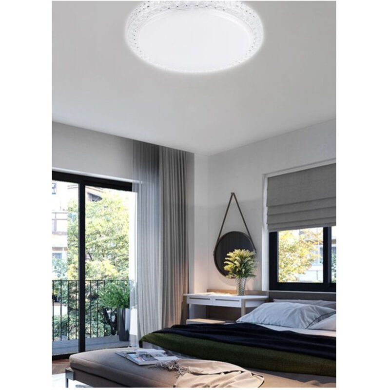 foto del prodotto trade shop traesio plafoniera da soffitto interno 45w bordo cristalli luce fredda fst 40a26584 40cm 