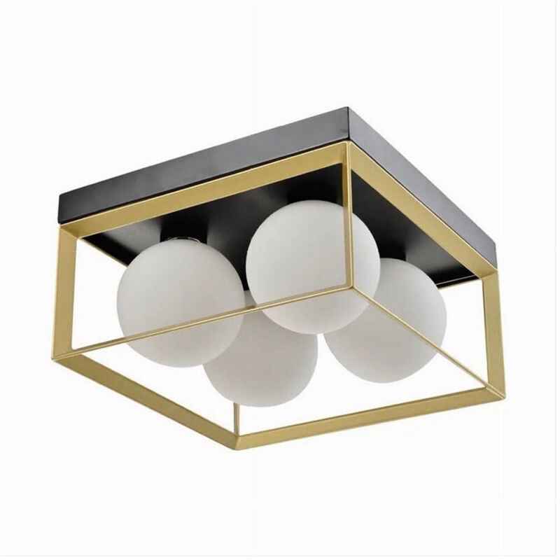 foto del prodotto trade shop traesio - plafoniera da soffitto lampada in metallo nero bronzo con 4 sfere vetro g9 c76-4 -