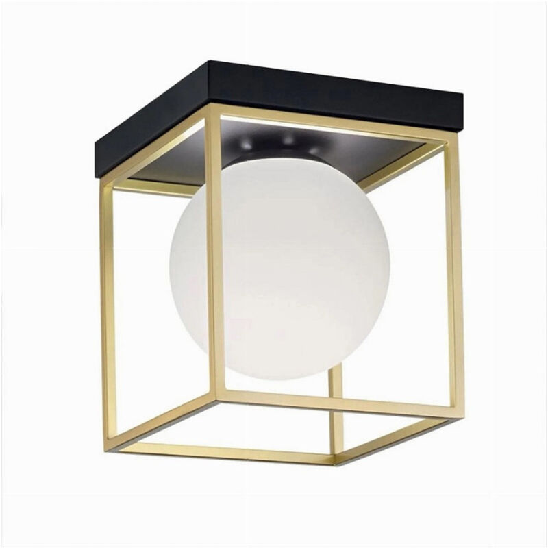 foto del prodotto trade shop traesio plafoniera da soffitto lampada in metallo nero bronzo con sfera in vetro g9 c76 1 