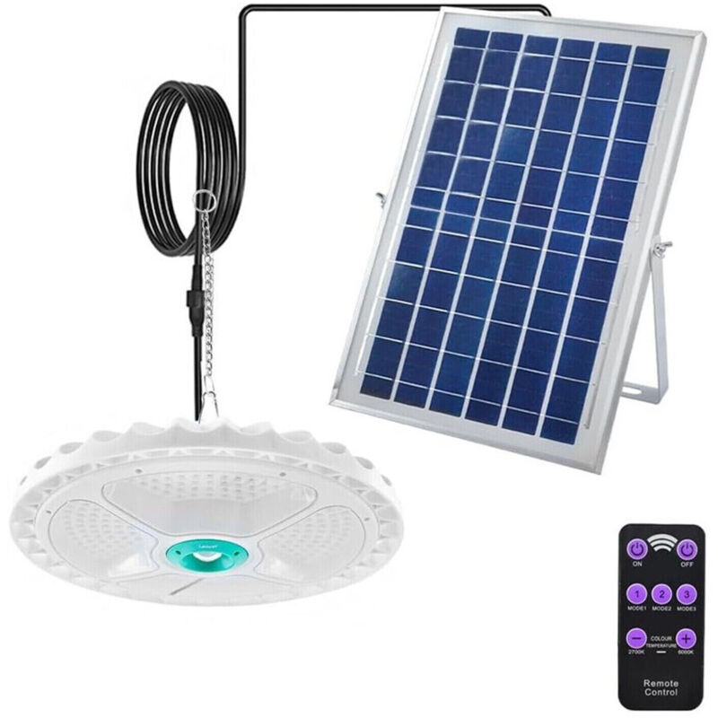 foto del prodotto trade shop traesio plafoniera lampada 400watt a sospensione faro con pannello solare 236 led 1300lm 