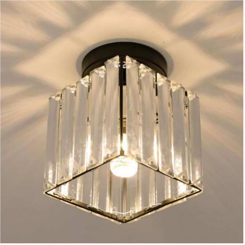 foto del prodotto trade shop traesio plafoniera lampada da soffitto a cubo nero attacco e27 in cristallo design elegante 