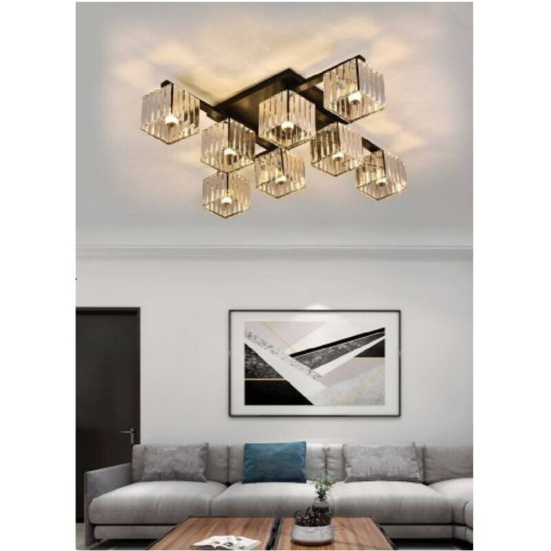 foto del prodotto trade shop traesio plafoniera lampadario da soffitto design moderno con 8 cubi e27 cristallo c28 8 