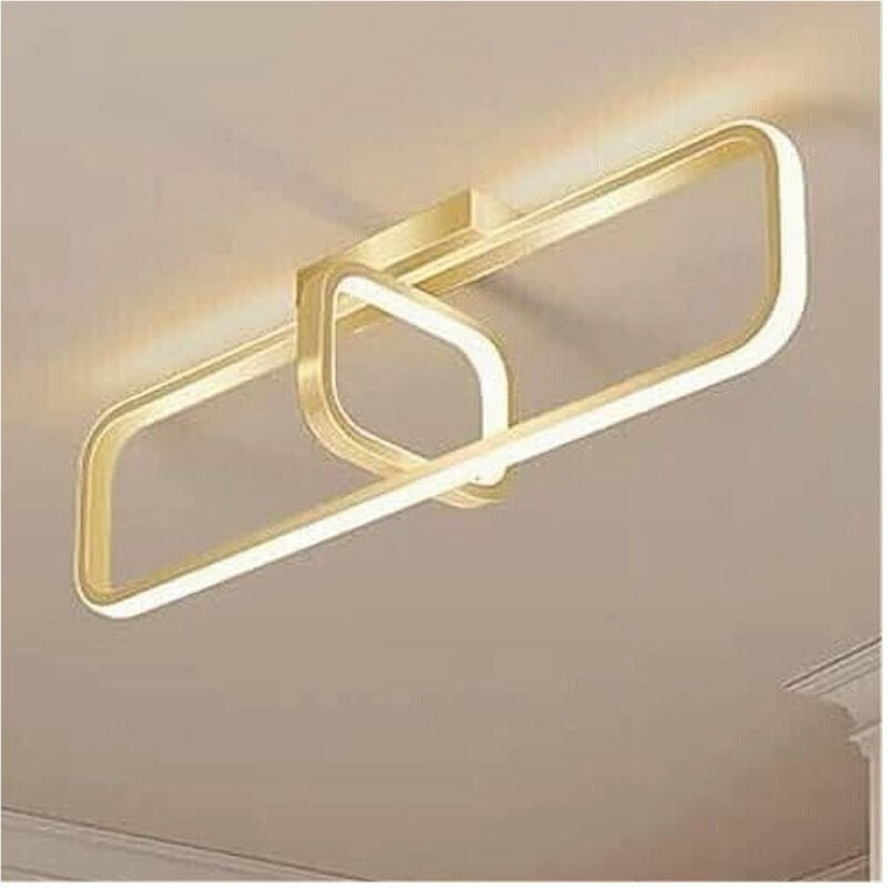 foto del prodotto trade shop traesio - plafoniera led 32 w rettangolare oro design moderno lampadario a soffitto 50224 -
