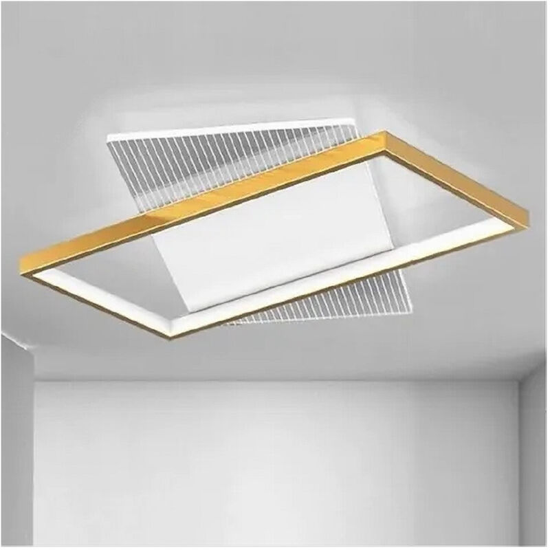 foto del prodotto trade shop traesio plafoniera led 32 watt rettangolare oro lampadario da soffitto luce fredda 71064 