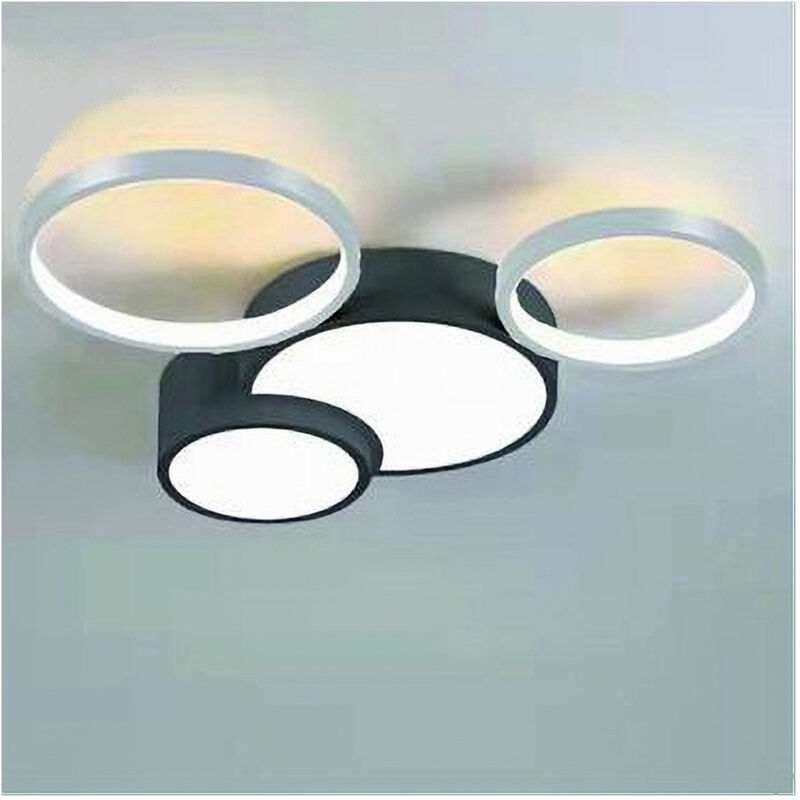 foto del prodotto trade shop traesio plafoniera led 36w 4 cerchi argento nero lampada soffitto moderno luce 4000k 70937 