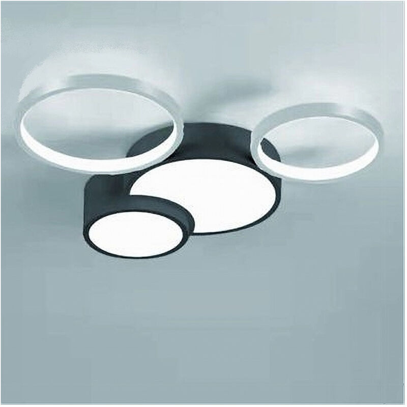 foto del prodotto trade shop traesio plafoniera led 36w 4 cerchi argento nero lampada soffitto moderno luce 6500k 70944 