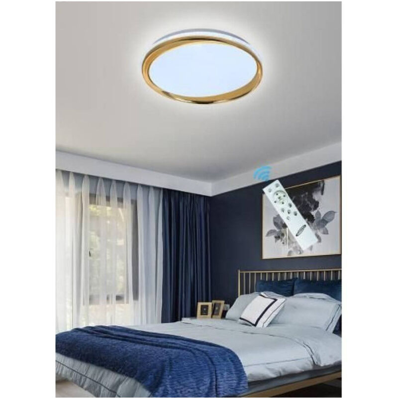 foto del prodotto trade shop traesio plafoniera led 48 w oro dimmerabile in metallo acrilico luce 4000k 6500k c1 bianco freddo 