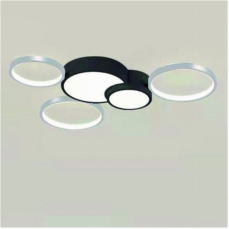 foto del prodotto trade shop traesio plafoniera led 48w 5 cerchi argento nero lampada soffitto moderno luce 4000k 70975 