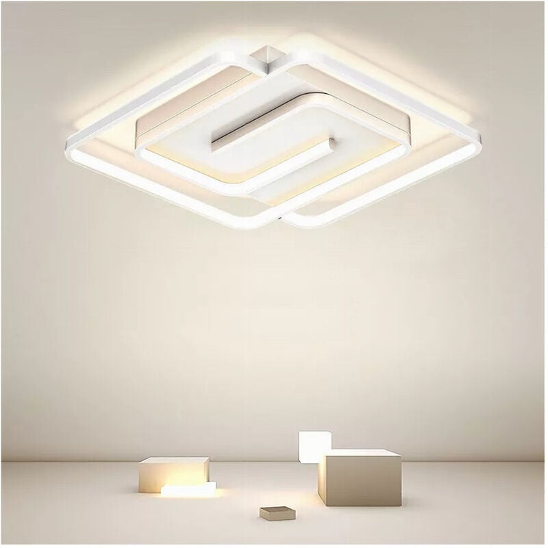 foto del prodotto trade shop traesio plafoniera led 48w quadrata spirale vortice bianco lampadario soffitto luce 4000k 70616 
