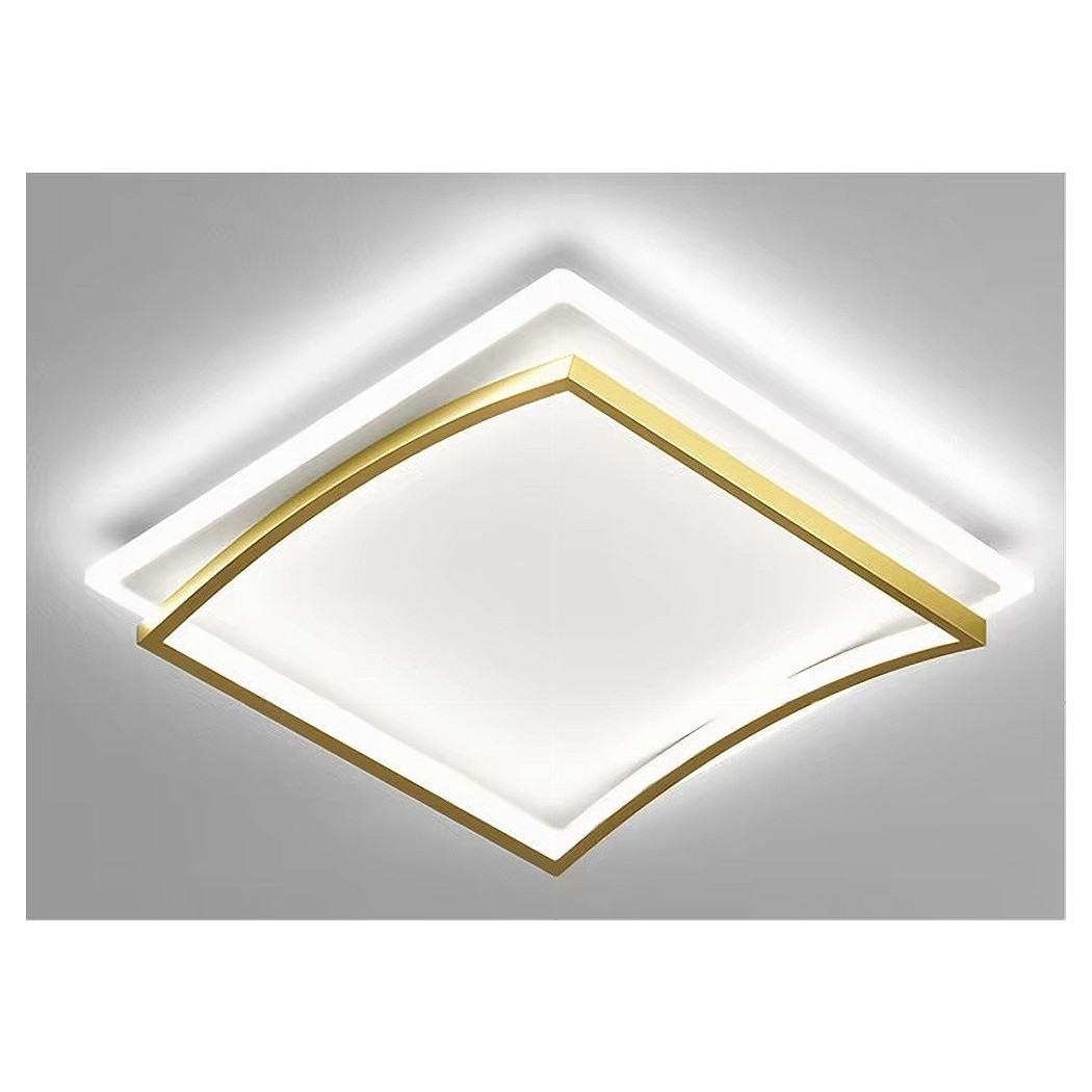 foto del prodotto trade shop traesio plafoniera led 48w quadrato bianco oro design moderno soffitto luce fredda 71523 