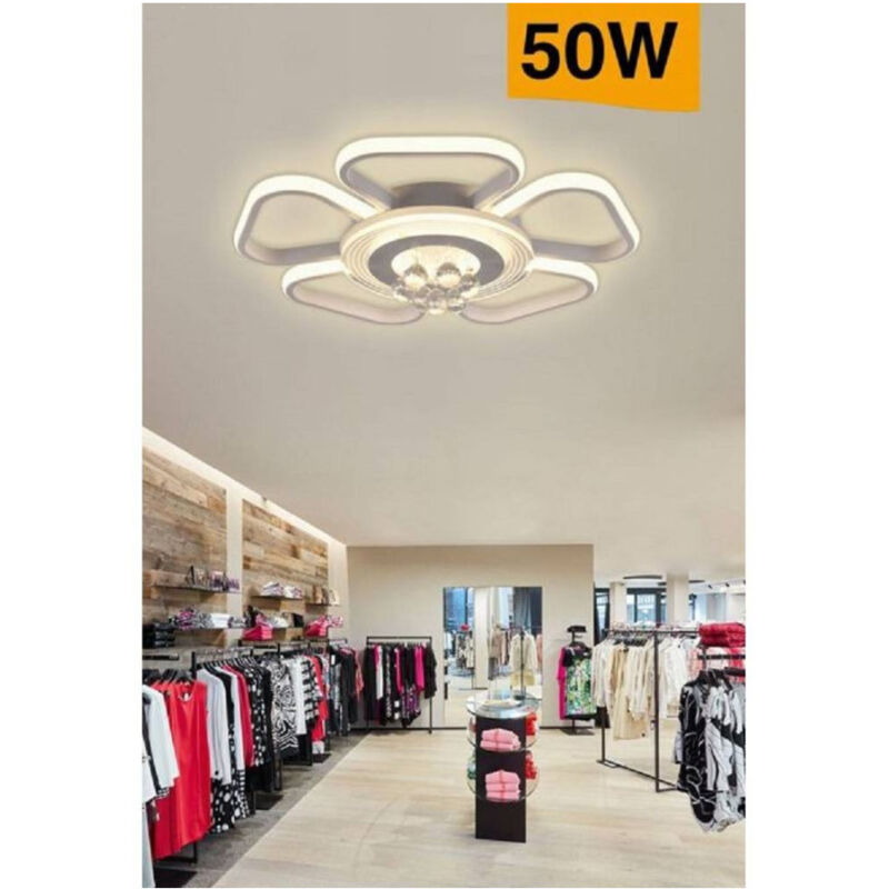 foto del prodotto trade shop traesio plafoniera led 50w forma fiore con pendenti moderna luce 6500k 3000k 4000k c42 b bianco caldo 