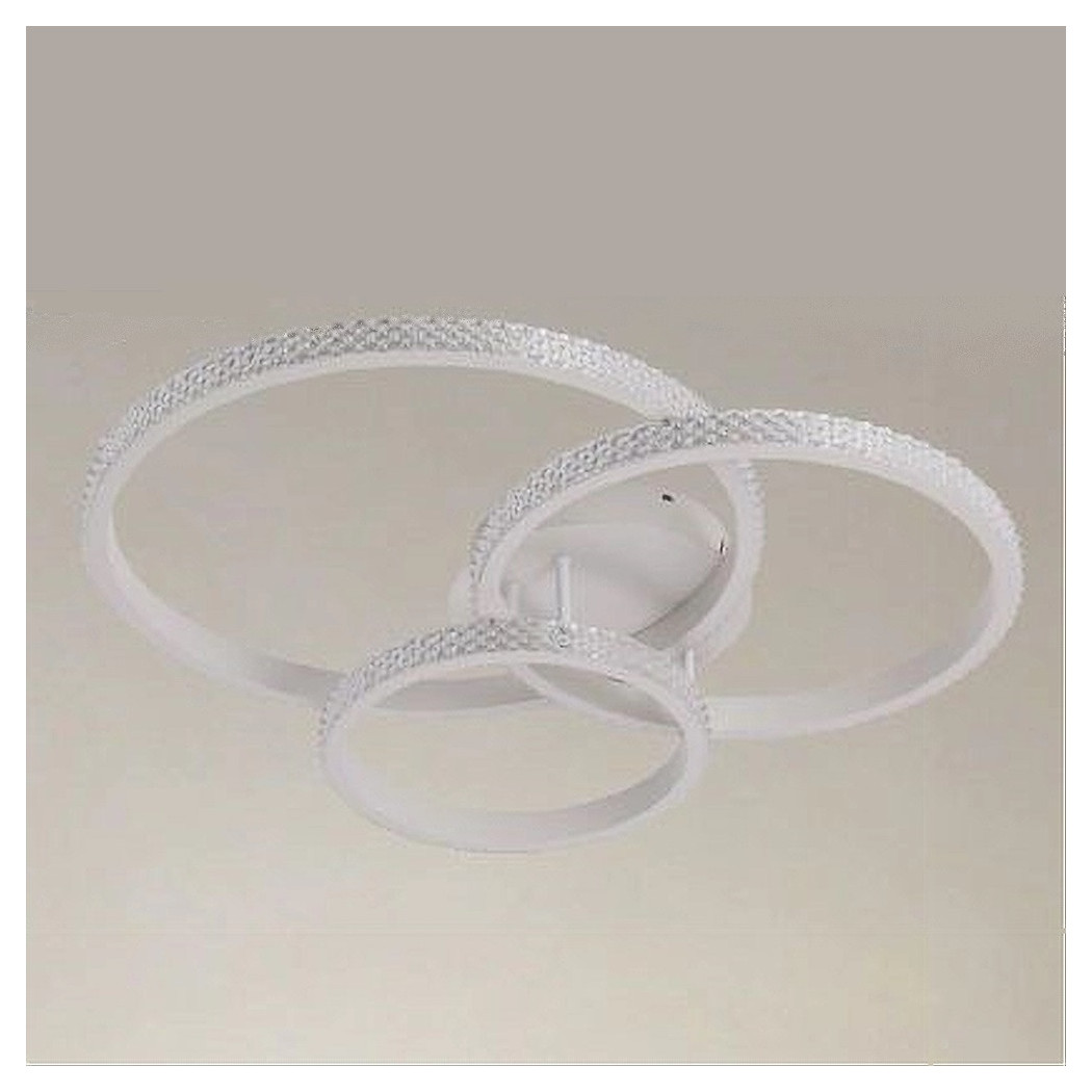 foto del prodotto trade shop traesio plafoniera led 72w 3 cerchi effetto cristallo con telecomando anelli bianco 31807 