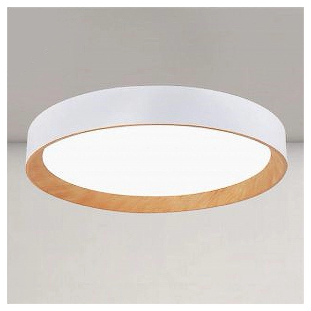 foto del prodotto trade shop traesio plafoniera led a soffitto 68w rotonda bianco con venature legno luce 6500k 32774 