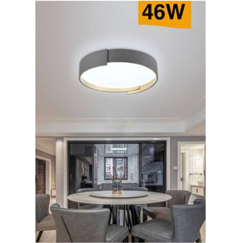 foto del prodotto trade shop traesio plafoniera led grigio 46 w moderno soffitto rotonda luce 4000k 3000k 6500k c49 g bianco freddo 