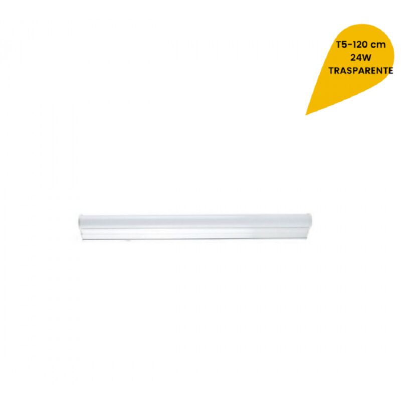 foto del prodotto trade shop traesio plafoniera led neon t5 sottopensile vetro trasparente 24 watt 120 cm bianco caldo 
